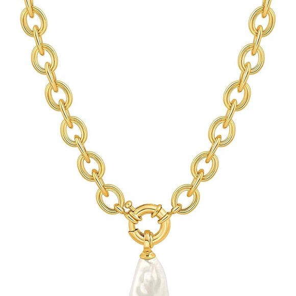 18K Gold Oval Dainty Layered/Satellite/Paperclip Chain Necklace for Women - Picture 1 of 7
